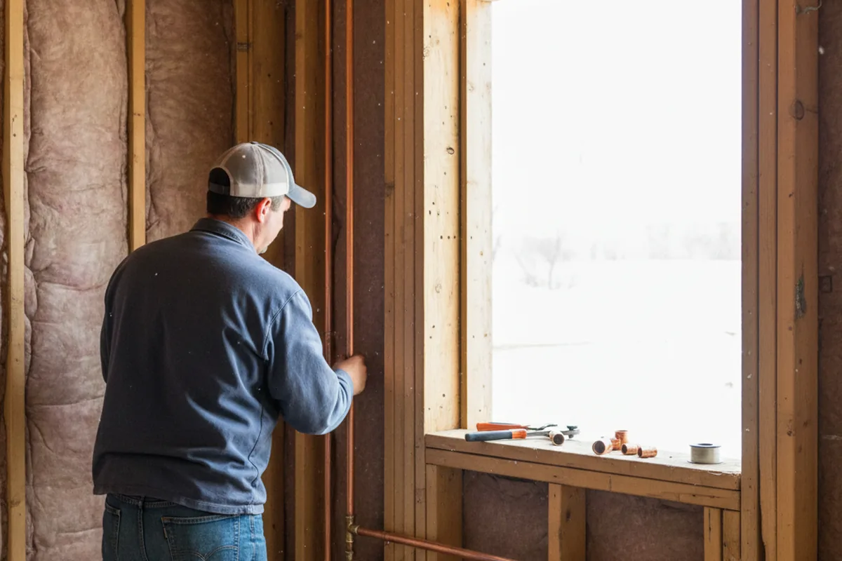 Licensed plumber running new copper supply lines in a Wheat Ridge home